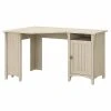 Bush Furniture Salinas 55"W Corner Desk with Storage Cabinet, Antique White - Laminated Wood
