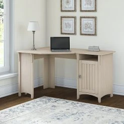 Bush Furniture Salinas 55"W Corner Desk with Storage Cabinet, Antique White - Laminated Wood -Computer Office Desks Shop unnamed file 4782