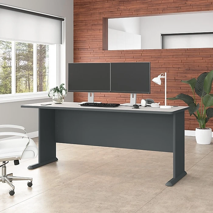 Bush Business Furniture Cubix 72W Laminated Wood Desk - Slate/White Spectrum (WC84872) 2 Bush Business Furniture Cubix 72W Laminated Wood Desk - Slate/White Spectrum (WC84872) - Image 2