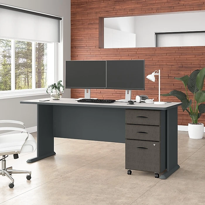 Bush Business Furniture Cubix 72W Laminated Wood Desk - Slate/White Spectrum (WC84872) 6 Bush Business Furniture Cubix 72W Laminated Wood Desk - Slate/White Spectrum (WC84872) - Image 6