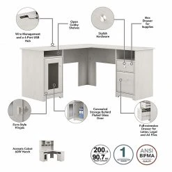 Bush Furniture Cabot 60"W L-Shaped Desk, Linen White Oak (WC31130-03K) - Stylish Laminated Wood Office Desk -Computer Office Desks Shop unnamed file 4820