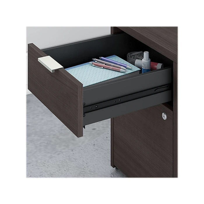 Bush Business Furniture Jamestown 60" L-Shaped Desk Bundle with Shelves, Storm Gray (JTN021SGSU) - Durable Laminated Wood Design 4 Bush Business Furniture Jamestown 60" L-Shaped Desk Bundle with Shelves, Storm Gray (JTN021SGSU) - Durable Laminated Wood Design - Image 4