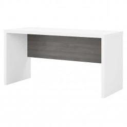 Kathy Ireland® Echo 60"W Laminated Wood Credenza Desk - Pure White/Modern Gray | Office Furniture