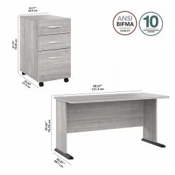 Bush Business Furniture Studio A 60"W Laminated Wood Computer Desk with 3-Drawer Mobile File Cabinet, Platinum Gray -Computer Office Desks Shop unnamed file 4890