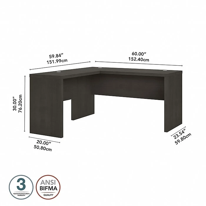 Office By Kathy Ireland® Echo 60"W L-Shaped Desk in Charcoal Maple | Premium Laminated Wood Design 4 Office By Kathy Ireland® Echo 60"W L-Shaped Desk in Charcoal Maple | Premium Laminated Wood Design - Image 4