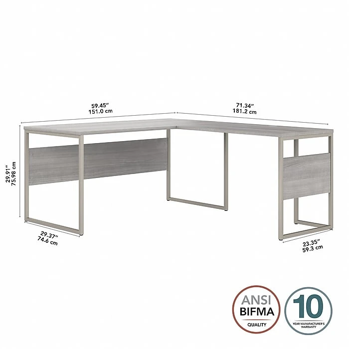 Bush Business Furniture Hybrid 60" L-Shaped Table Desk in Platinum Gray | Durable Laminated Wood | Office & Home 4 Bush Business Furniture Hybrid 60" L-Shaped Table Desk in Platinum Gray | Durable Laminated Wood | Office & Home - Image 4
