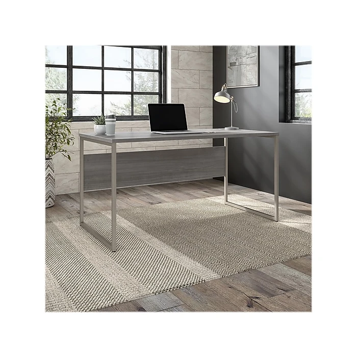 Bush Business Furniture Hybrid 60" W Laminated Wood Computer Desk with Metal Legs, Platinum Gray (HYD360PG) 2 Bush Business Furniture Hybrid 60" W Laminated Wood Computer Desk with Metal Legs, Platinum Gray (HYD360PG) - Image 2