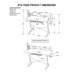 Techni Sport Carbon Gaming Desk with Shelves - Black (RTA-TS200-BK) | Durable Laminate Surface -Computer Office Desks Shop unnamed file 494
