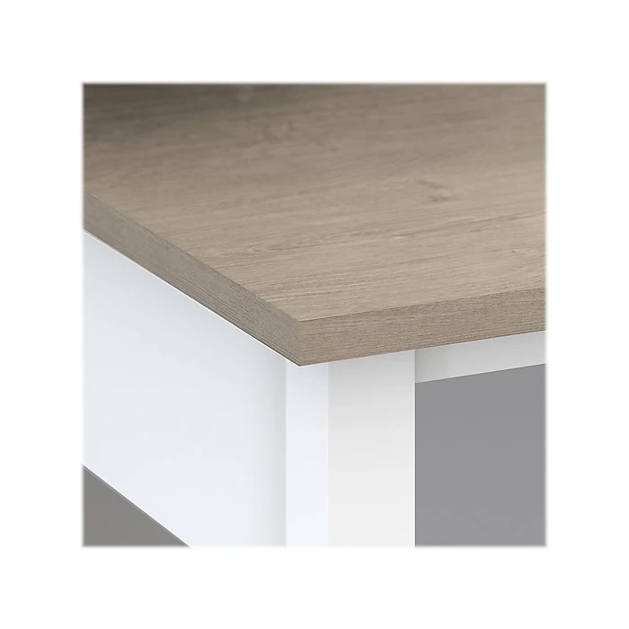 Bush Furniture Mayfield 60" L-Shaped Computer Desk With Storage - Pure White/Shiplap Gray | Laminated Wood Desk 8 Bush Furniture Mayfield 60" L-Shaped Computer Desk With Storage - Pure White/Shiplap Gray | Laminated Wood Desk - Image 8