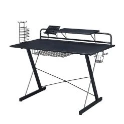 Techni Sport Carbon Gaming Desk with Shelves - Black (RTA-TS200-BK) | Durable Laminate Surface -Computer Office Desks Shop unnamed file 495