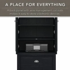 Bush Furniture Fairview 60" L-Shaped Desk with 2-Door Storage Cabinet & File Drawer - Antique Black/Hansen Cherry | Laminated Wood Office Furniture -Computer Office Desks Shop unnamed file 4950