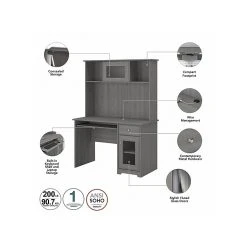 Bush Furniture Cabot 48" Modern Gray Computer Desk with Hutch | Laminated Wood Desk -Computer Office Desks Shop unnamed file 4957