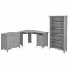 Bush Furniture Salinas 55"W Corner Desk with Lateral File & 5-Shelf Bookcase, Cape Cod Gray (SAL013CG)