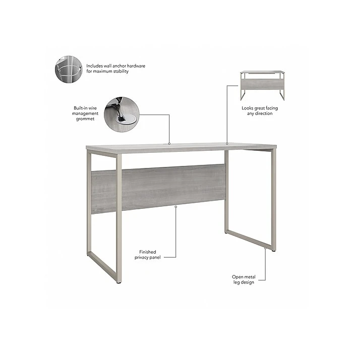 Bush Business Furniture Hybrid 48" W Laminated Wood Computer Table Desk, Platinum Gray (HYD148PG) 3 Bush Business Furniture Hybrid 48" W Laminated Wood Computer Table Desk, Platinum Gray (HYD148PG) - Image 3