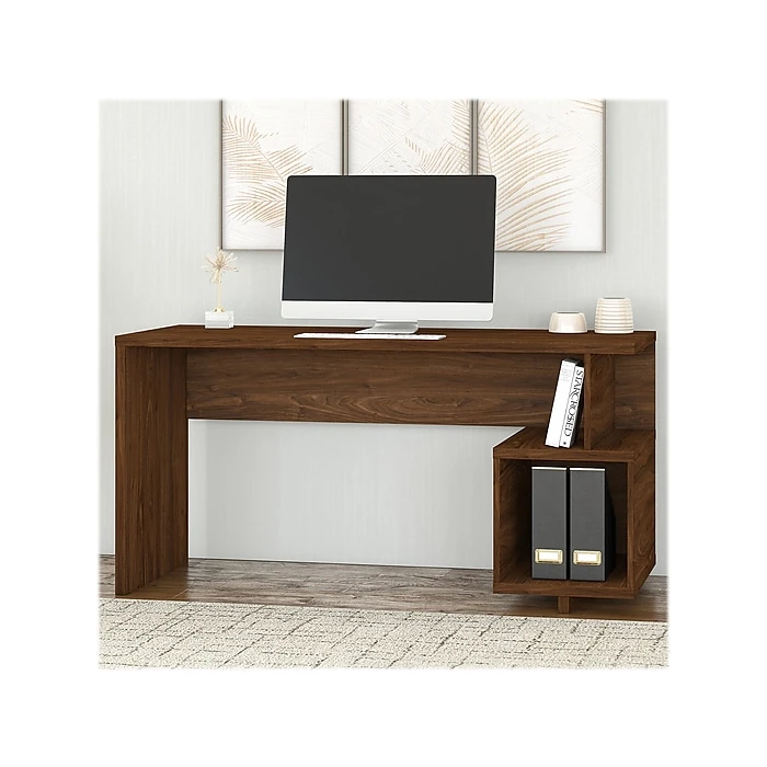 Kathy Ireland Home by Bush Furniture Madison Avenue 60" Laminated Wood Writing Desk in Modern Walnut (MDD160MW-03) 2 Kathy Ireland Home by Bush Furniture Madison Avenue 60" Laminated Wood Writing Desk in Modern Walnut (MDD160MW-03) - Image 2