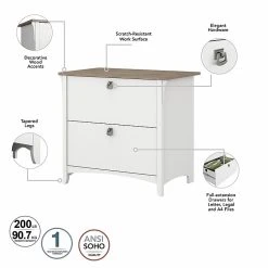 Bush Furniture Salinas 60" L-Shaped Desk with Lateral File Cabinet & 5-Shelf Bookcase, Shiplap Gray/Pure White -Computer Office Desks Shop unnamed file 5001