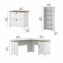 Bush Furniture Salinas 60" L-Shaped Desk with Lateral File Cabinet & 5-Shelf Bookcase, Shiplap Gray/Pure White -Computer Office Desks Shop unnamed file 5003