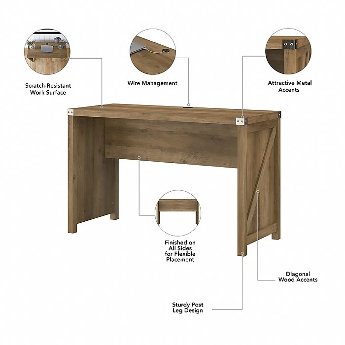 Kathy Ireland® Home Cottage Grove 48" Writing Desk - Reclaimed Pine, Laminated Wood 3 Kathy Ireland® Home Cottage Grove 48" Writing Desk - Reclaimed Pine, Laminated Wood - Image 3