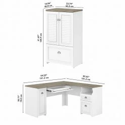 Bush Furniture Fairview 60" L-Shaped Desk with Storage Cabinet | Shiplap Gray/Pure White -Computer Office Desks Shop unnamed file 5019