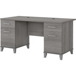 Bush Furniture Somerset 60"W Laminated Wood Office Desk With Drawers, Platinum Gray (WC81228K)