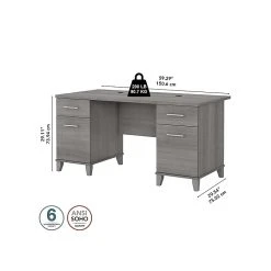 Bush Furniture Somerset 60"W Laminated Wood Office Desk With Drawers, Platinum Gray (WC81228K) -Computer Office Desks Shop unnamed file 5042