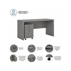 Kathy Ireland® Echo 60"W Laminated Wood Credenza Desk with Mobile File Cabinet, Modern Gray – ECH003MG -Computer Office Desks Shop unnamed file 5063