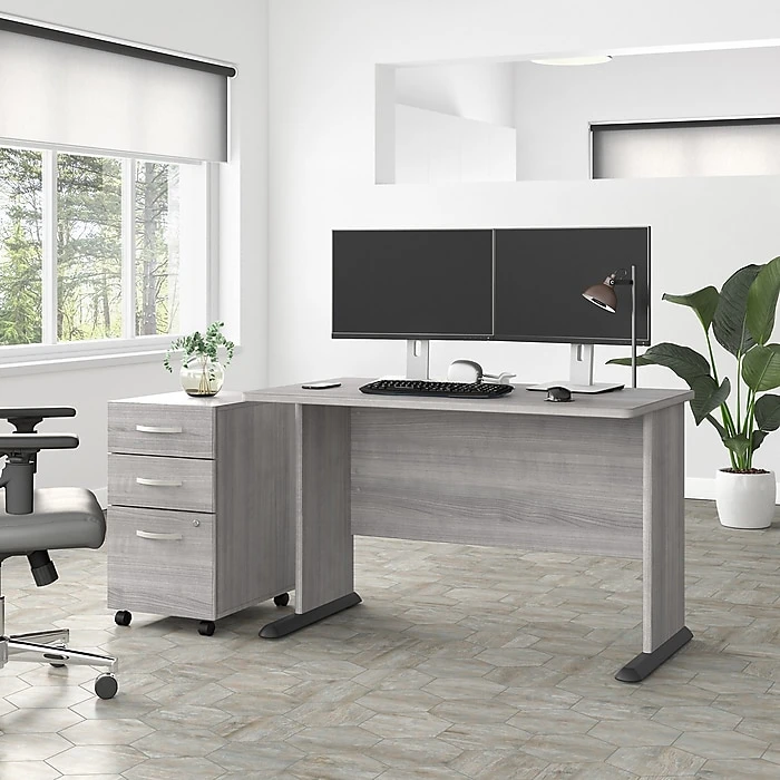 Bush Business Furniture Studio A 48"W Laminated Wood Computer Desk, Platinum Gray – SDD248PG 6 Bush Business Furniture Studio A 48"W Laminated Wood Computer Desk, Platinum Gray – SDD248PG - Image 6