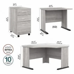 Bush Business Furniture Studio A 83"W Corner Desk with 3-Drawer Mobile File Cabinet, Platinum Gray | Laminated Wood Workspace Solution 14 Bush Business Furniture Studio A 83"W Corner Desk with 3-Drawer Mobile File Cabinet, Platinum Gray | Laminated Wood Workspace Solution -Computer Office Desks Shop unnamed file 5089