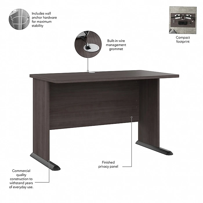 Bush Business Furniture Studio A 48"W Computer Desk - Laminated Wood, Storm Gray (SDD248SG) 3 Bush Business Furniture Studio A 48"W Computer Desk - Laminated Wood, Storm Gray (SDD248SG) - Image 3