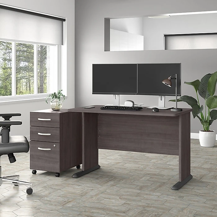 Bush Business Furniture Studio A 48"W Computer Desk - Laminated Wood, Storm Gray (SDD248SG) 6 Bush Business Furniture Studio A 48"W Computer Desk - Laminated Wood, Storm Gray (SDD248SG) - Image 6