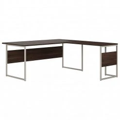 Bush Business Furniture HYB025BW 72" L-Shaped Desk - Black Walnut Laminated Wood with Metal Legs