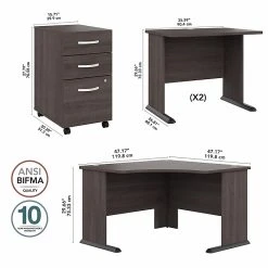 Bush Business Furniture Studio A 83"W Corner Computer Desk with 3-Drawer Mobile File Cabinet, Storm Gray - Laminated Wood -Computer Office Desks Shop unnamed file 5146