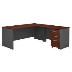 Bush Business Furniture Westfield 72W L-Shaped Desk with 48W Return & Mobile File Cabinet - Hansen Cherry (SRC001HCSU)