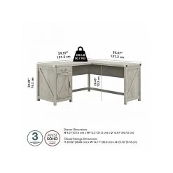 Kathy Ireland® Home Cottage Grove 60" L-Shaped Desk - Cottage White, Laminated Wood -Computer Office Desks Shop unnamed file 5190