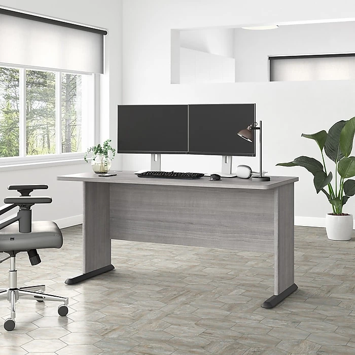 Bush Business Furniture Studio A 60"W Computer Desk - Platinum Gray (SDD160PG) | Durable Laminated Wood Desk for Home & Office 2 Bush Business Furniture Studio A 60"W Computer Desk - Platinum Gray (SDD160PG) | Durable Laminated Wood Desk for Home & Office - Image 2