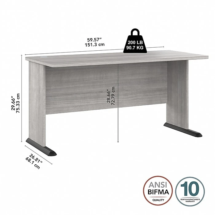 Bush Business Furniture Studio A 60"W Computer Desk - Platinum Gray (SDD160PG) | Durable Laminated Wood Desk for Home & Office 4 Bush Business Furniture Studio A 60"W Computer Desk - Platinum Gray (SDD160PG) | Durable Laminated Wood Desk for Home & Office - Image 4