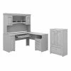 Bush Furniture Fairview 60" L-Shaped Desk with Hutch, Storage Cabinet & File Drawer - Cape Cod Gray | Durable Laminated Wood Office Furniture
