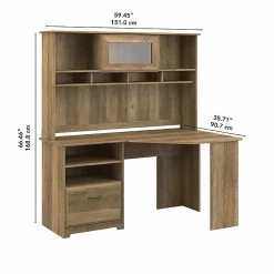 Bush Furniture Cabot 60" Corner Desk With Hutch in Reclaimed Pine | Space-Saving Laminated Wood Design -Computer Office Desks Shop unnamed file 5258