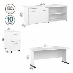 Bush Business Furniture Studio A 72"W White Laminated Wood Computer Desk with File and Storage Cabinet -Computer Office Desks Shop unnamed file 5267