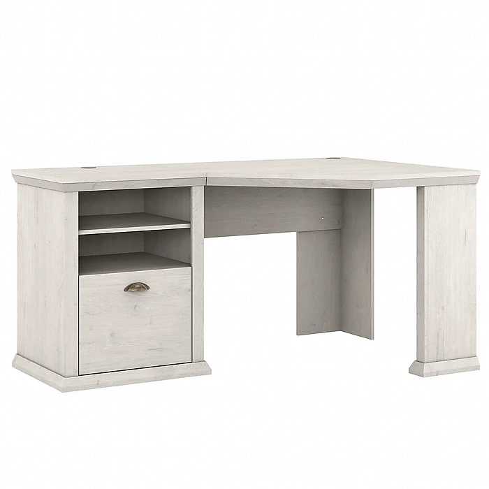 Bush Furniture Yorktown 60" Corner Desk With Storage, Linen White Oak (WC40415-03) - Laminated Wood Home Office Furniture 1 Bush Furniture Yorktown 60" Corner Desk With Storage, Linen White Oak (WC40415-03) - Laminated Wood Home Office Furniture