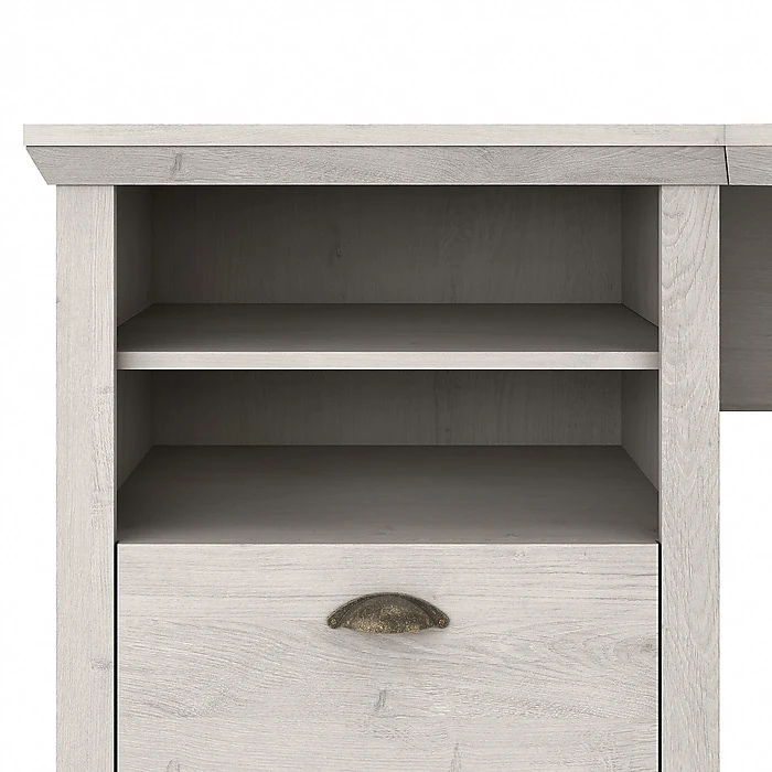 Bush Furniture Yorktown 60" Corner Desk With Storage, Linen White Oak (WC40415-03) - Laminated Wood Home Office Furniture 7 Bush Furniture Yorktown 60" Corner Desk With Storage, Linen White Oak (WC40415-03) - Laminated Wood Home Office Furniture - Image 7