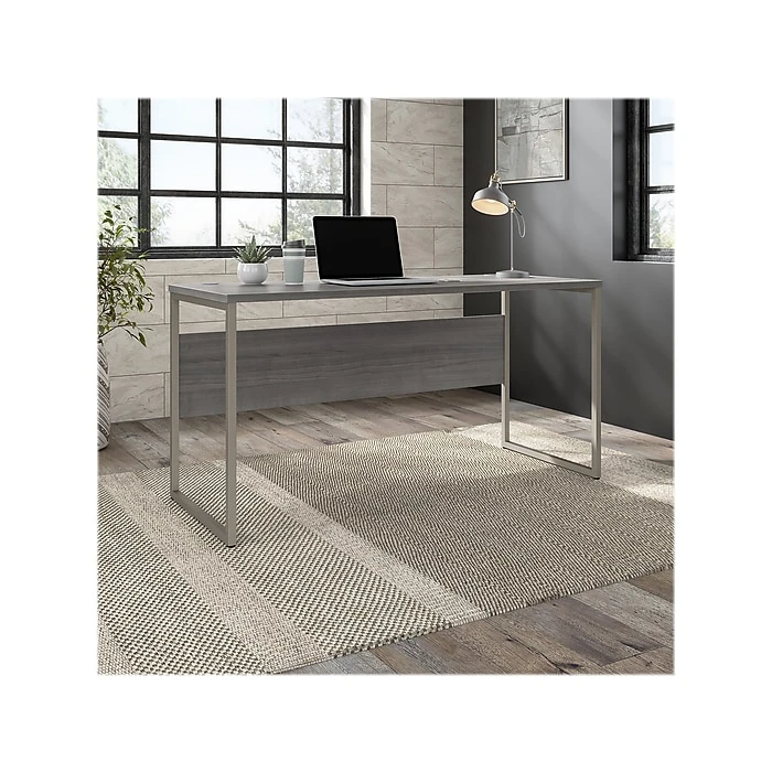 Bush Business Furniture Hybrid 60" W Laminated Wood Computer Desk with Metal Legs, Platinum Gray (HYD260PG) 2 Bush Business Furniture Hybrid 60" W Laminated Wood Computer Desk with Metal Legs, Platinum Gray (HYD260PG) - Image 2