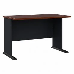 Bush Business Furniture Cubix 48W Laminated Wood Desk in Hansen Cherry/Galaxy | Modern Office Desk