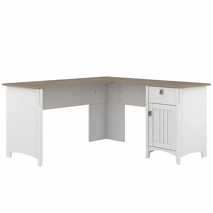Bush Furniture Salinas 60" L-Shaped Desk, Shiplap Gray/Pure White - Durable Laminated Wood Design 1 Bush Furniture Salinas 60" L-Shaped Desk, Shiplap Gray/Pure White - Durable Laminated Wood Design