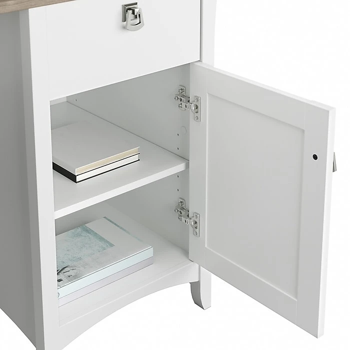 Bush Furniture Salinas 60" L-Shaped Desk, Shiplap Gray/Pure White - Durable Laminated Wood Design 6 Bush Furniture Salinas 60" L-Shaped Desk, Shiplap Gray/Pure White - Durable Laminated Wood Design - Image 6