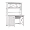 Bush Furniture Key West 48" Computer Desk With Hutch, Pure White Oak | Laminated Wood Desk with Storage