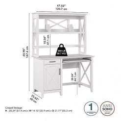 Bush Furniture Key West 48" Computer Desk With Hutch, Pure White Oak | Laminated Wood Desk with Storage -Computer Office Desks Shop unnamed file 5362