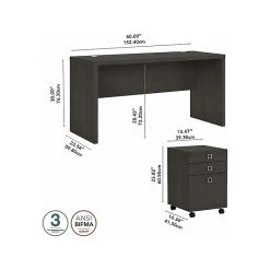 Kathy Ireland® Echo 60"W Credenza Desk with Mobile File Cabinet - Charcoal Maple | Laminated Wood Office Furniture -Computer Office Desks Shop unnamed file 5370