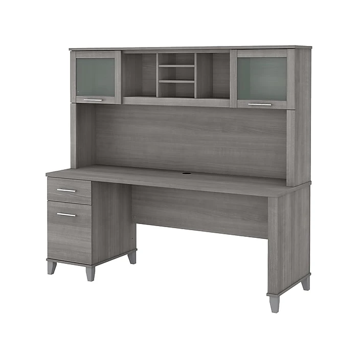 Bush Furniture Somerset 72" Laminated Wood Computer Desk with Drawers & Hutch, Platinum Gray (SET018PG) - Stylish & Functional Home Office Solution 1 Bush Furniture Somerset 72" Laminated Wood Computer Desk with Drawers & Hutch, Platinum Gray (SET018PG) - Stylish & Functional Home Office Solution