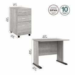 Bush Business Furniture Studio A 36"W Small Computer Desk with 3-Drawer Mobile File Cabinet, Platinum Gray | Laminated Wood Desk -Computer Office Desks Shop unnamed file 5399